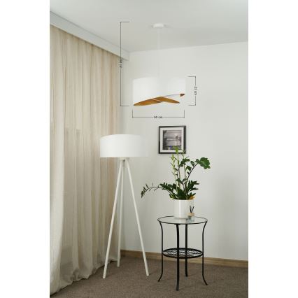 Brilagi - Candeeiro suspenso LED LYRA 1xE27/15W/230V branco/dourado