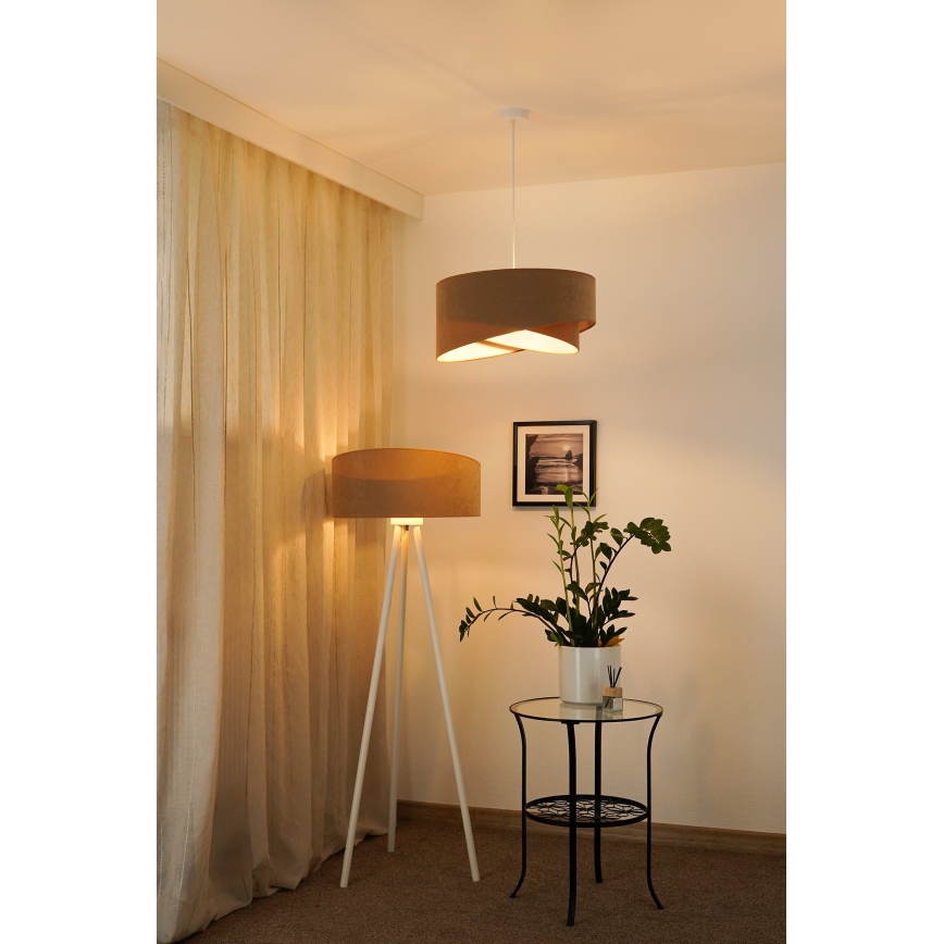 Brilagi - Candeeiro suspenso LED LYRA 1xE27/15W/230V castanho/branco