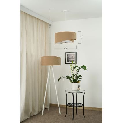 Brilagi - Candeeiro suspenso LED LYRA 1xE27/15W/230V castanho/branco