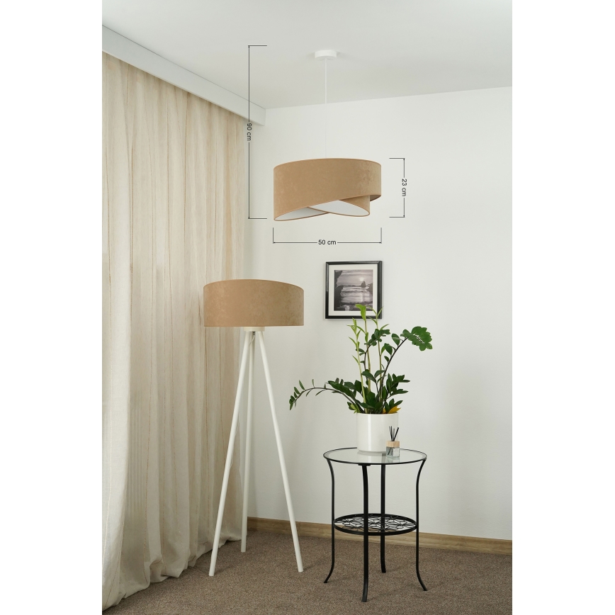 Brilagi - Candeeiro suspenso LED LYRA 1xE27/15W/230V castanho/branco