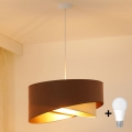 Brilagi - Candeeiro suspenso LED LYRA 1xE27/15W/230V castanho/creme/dourado