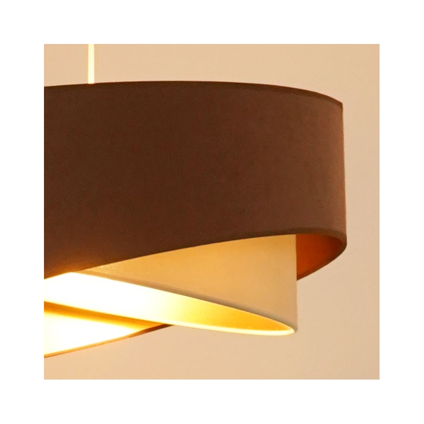 Brilagi - Candeeiro suspenso LED LYRA 1xE27/15W/230V castanho/creme/dourado