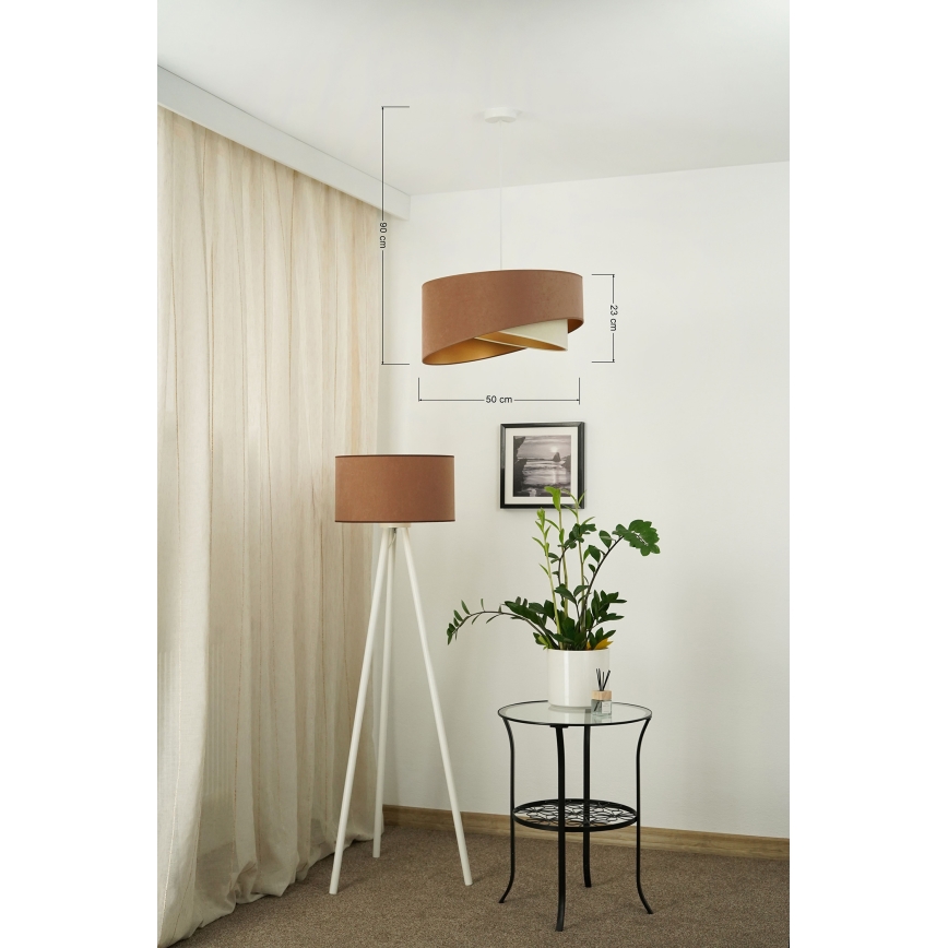 Brilagi - Candeeiro suspenso LED LYRA 1xE27/15W/230V castanho/creme/dourado