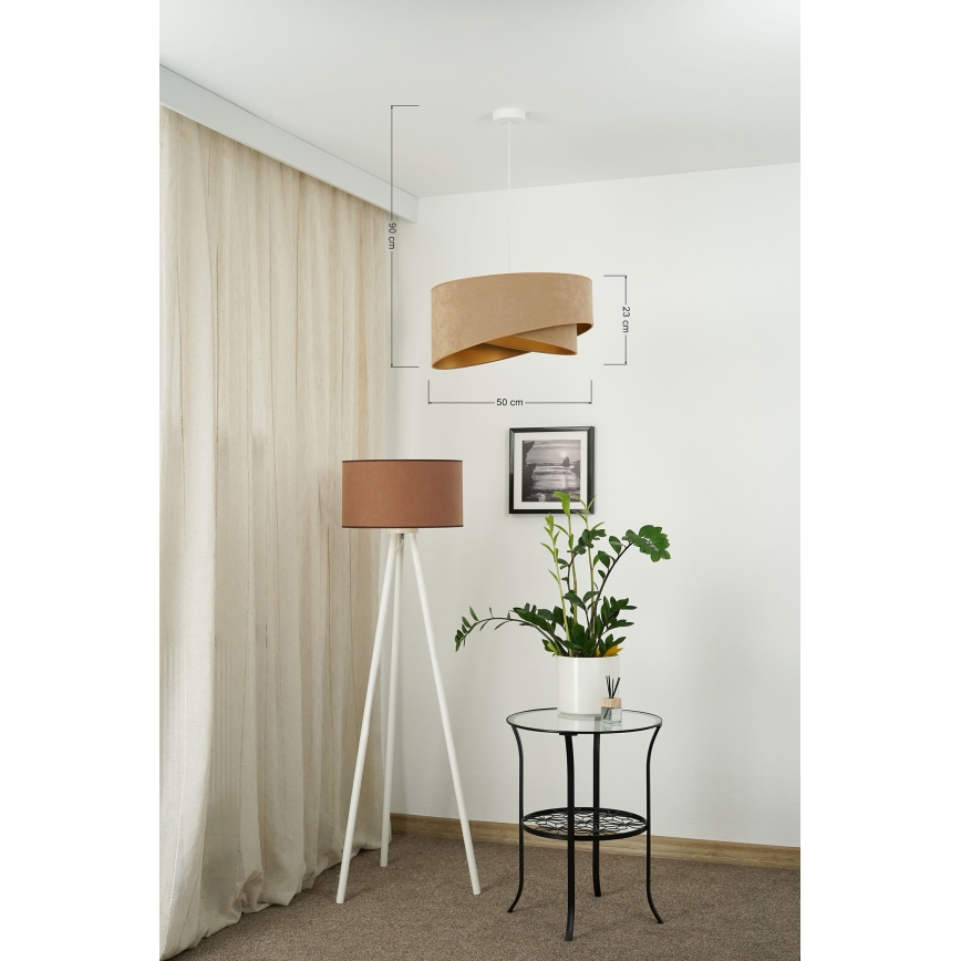 Brilagi - Candeeiro suspenso LED LYRA 1xE27/15W/230V castanho/dourado