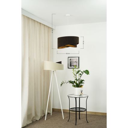 Brilagi - Candeeiro suspenso LED LYRA 1xE27/15W/230V castanho escuro/dourado