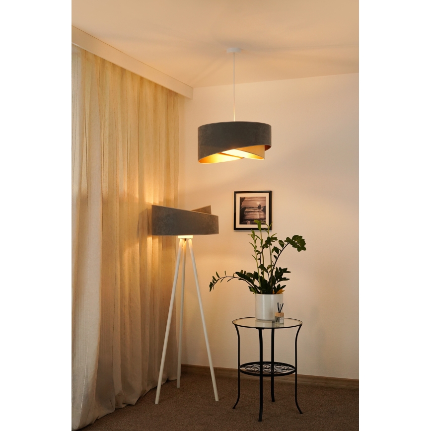 Brilagi - Candeeiro suspenso LED LYRA 1xE27/15W/230V cinzento/bege/dourado