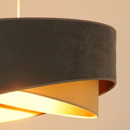 Brilagi - Candeeiro suspenso LED LYRA 1xE27/15W/230V cinzento/bege/dourado