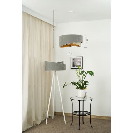 Brilagi - Candeeiro suspenso LED LYRA 1xE27/15W/230V cinzento/bege/dourado