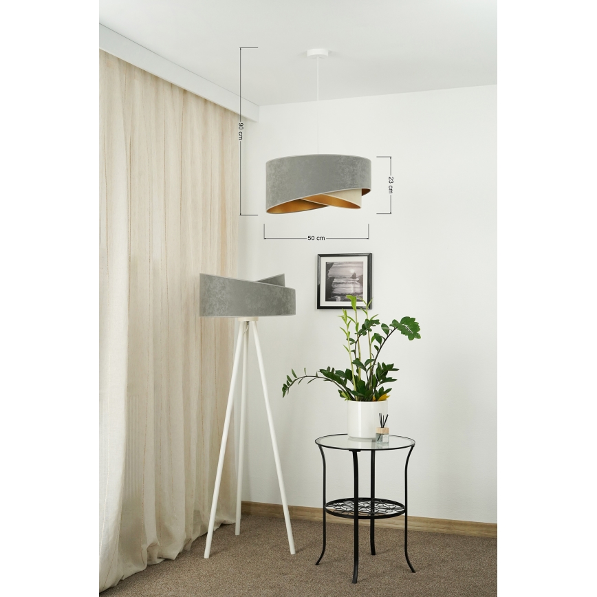 Brilagi - Candeeiro suspenso LED LYRA 1xE27/15W/230V cinzento/bege/dourado