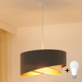 Brilagi - Candeeiro suspenso LED LYRA 1xE27/15W/230V cinzento/creme/dourado