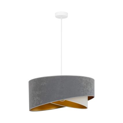 Brilagi - Candeeiro suspenso LED LYRA 1xE27/15W/230V cinzento/creme/dourado