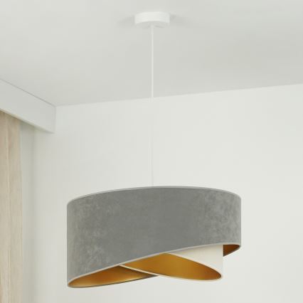 Brilagi - Candeeiro suspenso LED LYRA 1xE27/15W/230V cinzento/creme/dourado