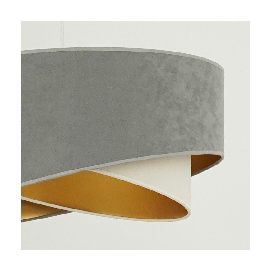 Brilagi - Candeeiro suspenso LED LYRA 1xE27/15W/230V cinzento/creme/dourado