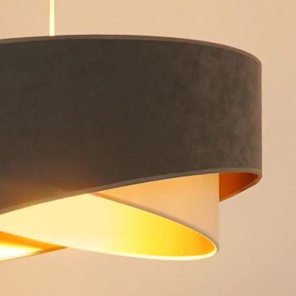 Brilagi - Candeeiro suspenso LED LYRA 1xE27/15W/230V cinzento/creme/dourado