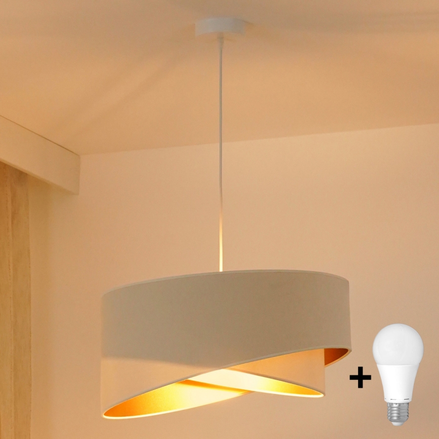 Brilagi - Candeeiro suspenso LED LYRA 1xE27/15W/230V creme/branco