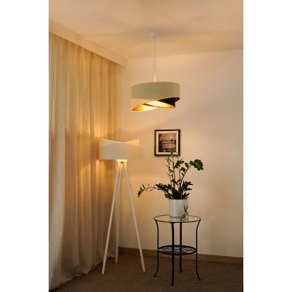 Brilagi - Candeeiro suspenso LED LYRA 1xE27/15W/230V creme/preto/dourado