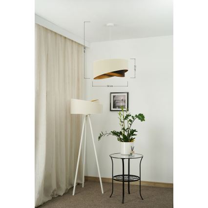 Brilagi - Candeeiro suspenso LED LYRA 1xE27/15W/230V creme/preto/dourado