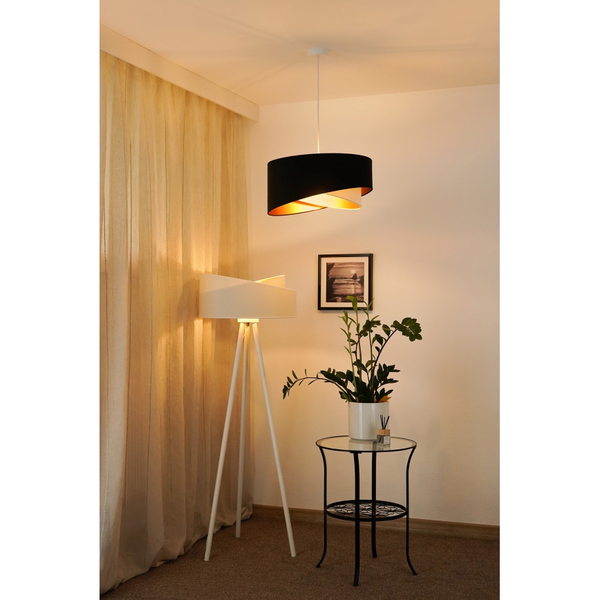 Brilagi - Candeeiro suspenso LED LYRA 1xE27/15W/230V preto/creme/dourado