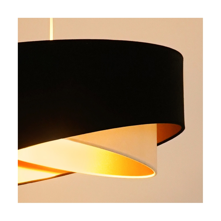 Brilagi - Candeeiro suspenso LED LYRA 1xE27/15W/230V preto/creme/dourado