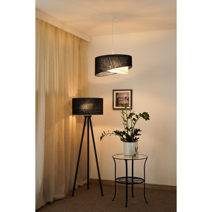 Brilagi - Candeeiro suspenso LED LYRA 1xE27/15W/230V preto/creme