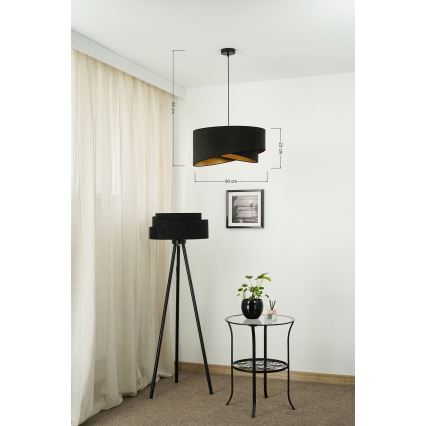 Brilagi - Candeeiro suspenso LED LYRA 1xE27/15W/230V preto/dourado