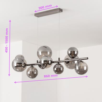 Brilagi - Candeeiro suspenso LED MILLA 10xG9/3W/230V cromado brilhante/fumado