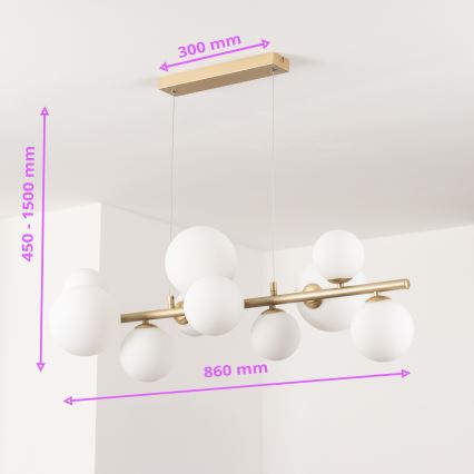 Brilagi - Candeeiro suspenso LED MILLA 10xG9/3W/230V dourado/branco