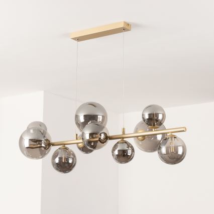 Brilagi - Candeeiro suspenso LED MILLA 10xG9/3W/230V dourado/fumado