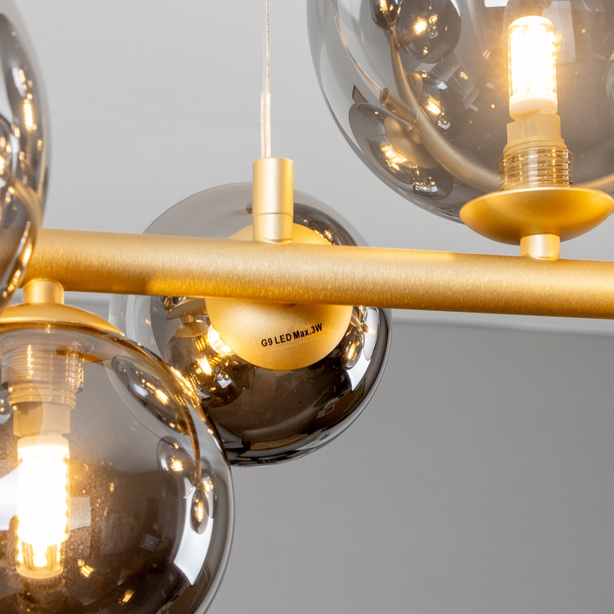 Brilagi - Candeeiro suspenso LED MILLA 10xG9/3W/230V dourado/fumado