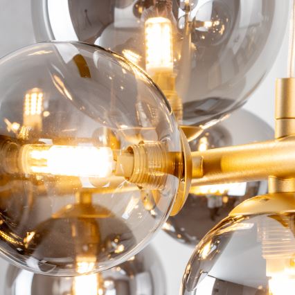 Brilagi - Candeeiro suspenso LED MILLA 10xG9/3W/230V dourado/fumado