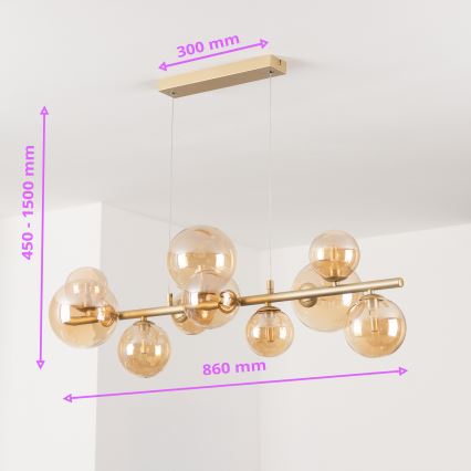 Brilagi - Candeeiro suspenso LED MILLA 10xG9/3W/230V dourado