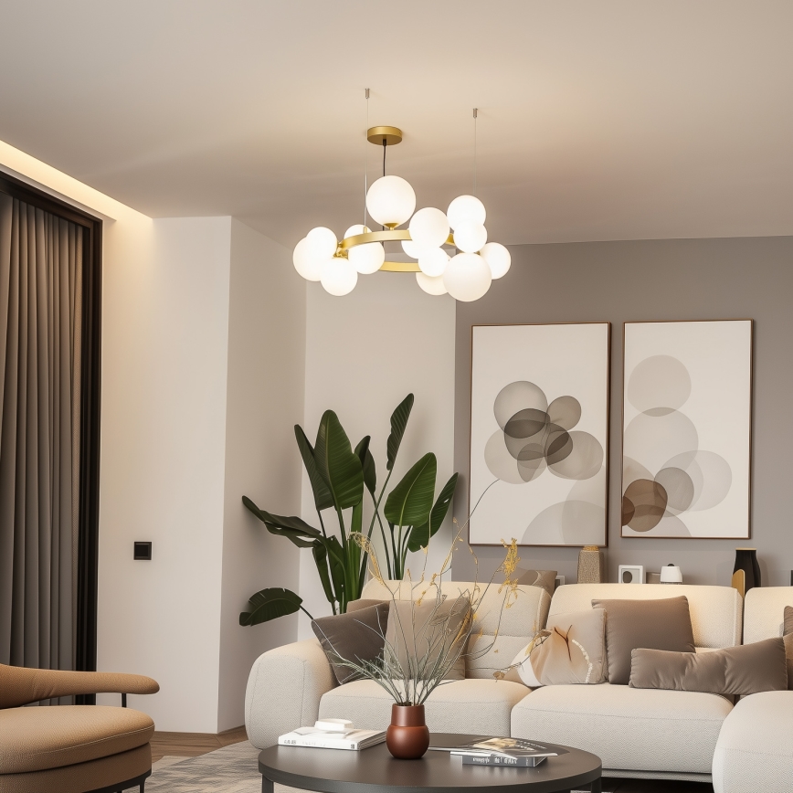 Brilagi - Candeeiro suspenso LED MILLA 15xG9/3W/230V dourado/branco