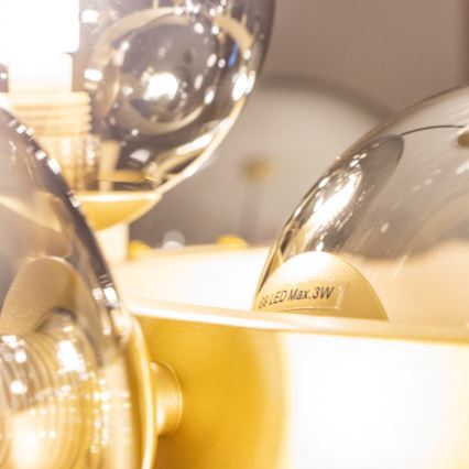 Brilagi - Candeeiro suspenso LED MILLA 15xG9/3W/230V dourado/fumado