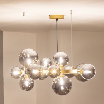 Brilagi - Candeeiro suspenso LED MILLA 15xG9/3W/230V dourado/fumado