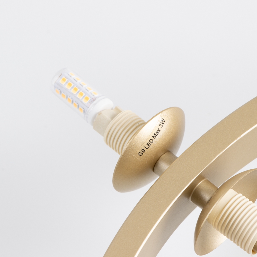 Brilagi - Candeeiro suspenso LED MILLA 15xG9/3W/230V dourado/fumado