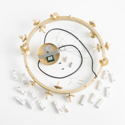 Brilagi - Candeeiro suspenso LED MILLA 15xG9/3W/230V dourado/fumado