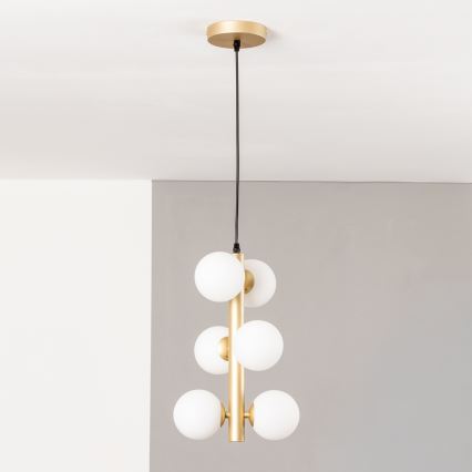 Brilagi - Candeeiro suspenso LED MILLA 6xG9/3W/230V dourado/branco