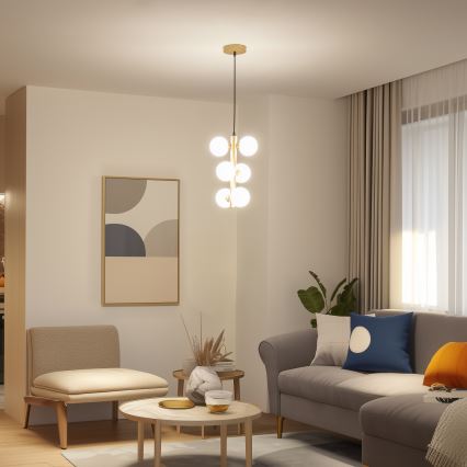 Brilagi - Candeeiro suspenso LED MILLA 6xG9/3W/230V dourado/branco