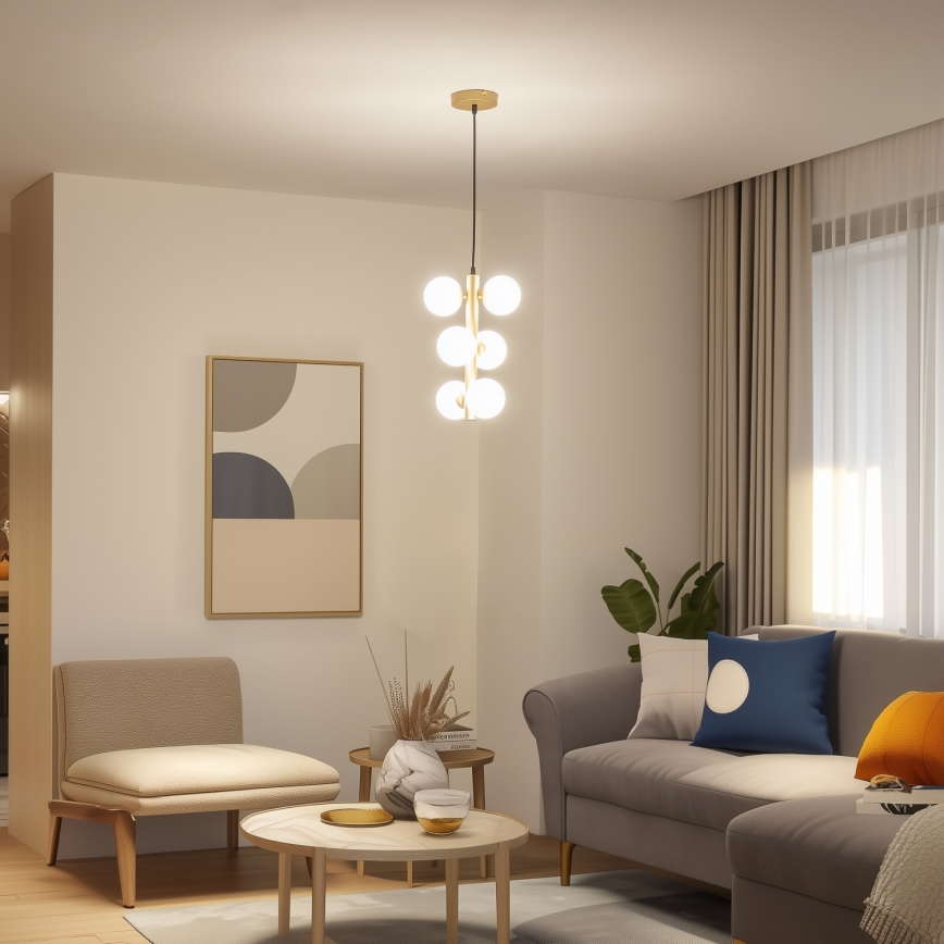 Brilagi - Candeeiro suspenso LED MILLA 6xG9/3W/230V dourado/branco