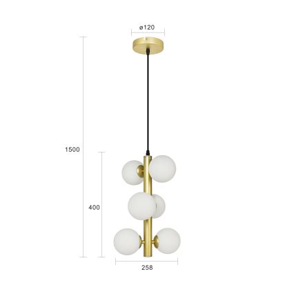 Brilagi - Candeeiro suspenso LED MILLA 6xG9/3W/230V dourado/branco