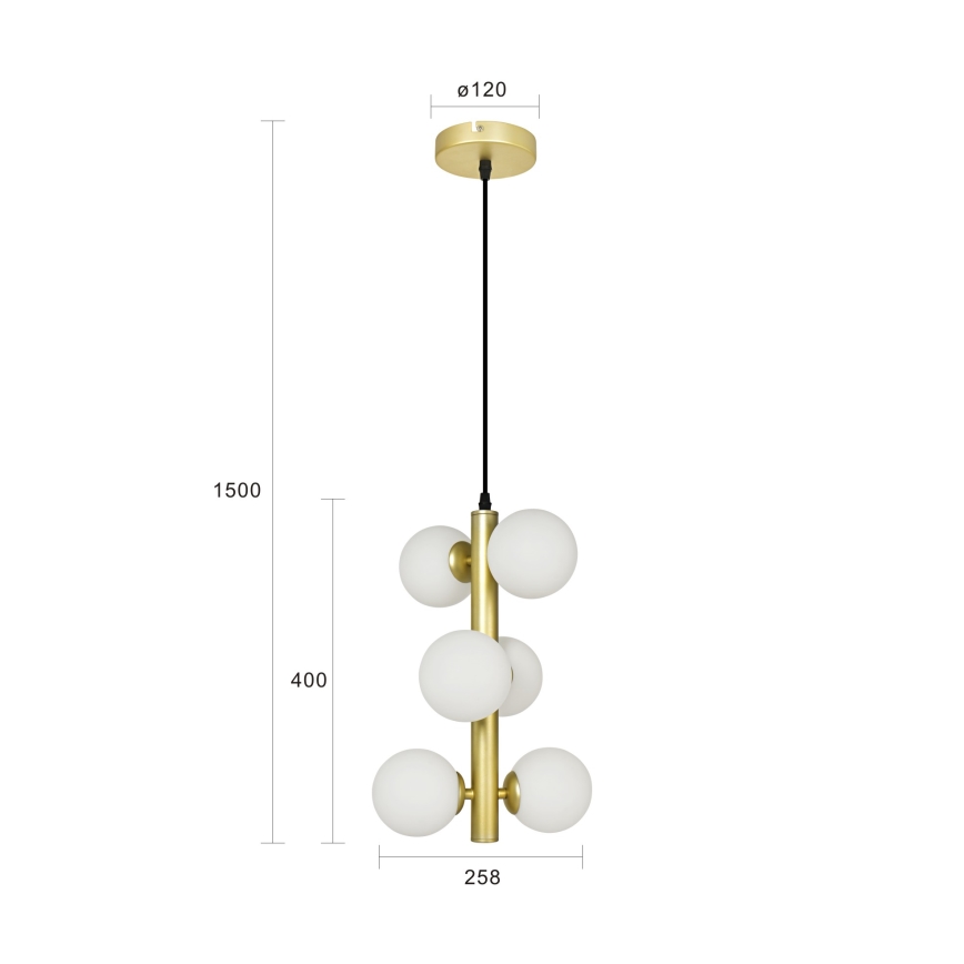 Brilagi - Candeeiro suspenso LED MILLA 6xG9/3W/230V dourado/branco