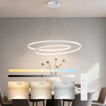 Brilagi - Candeeiro suspenso LED regulável em cabo TWISTER LED/105W/230V 3000-6000K diâmetro 100 cm branco + comando à distância
