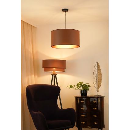 Brilagi - Candeeiro de teto suspenso OREGON ROLLER VEGE 1xE27/15W/230V diâmetro 45 cm castanho