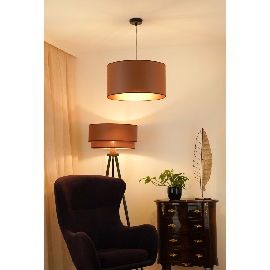 Brilagi - Candeeiro de teto suspenso OREGON ROLLER VEGE 1xE27/15W/230V diâmetro 45 cm castanho