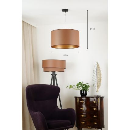 Brilagi - Candeeiro de teto suspenso OREGON ROLLER VEGE 1xE27/15W/230V diâmetro 45 cm castanho