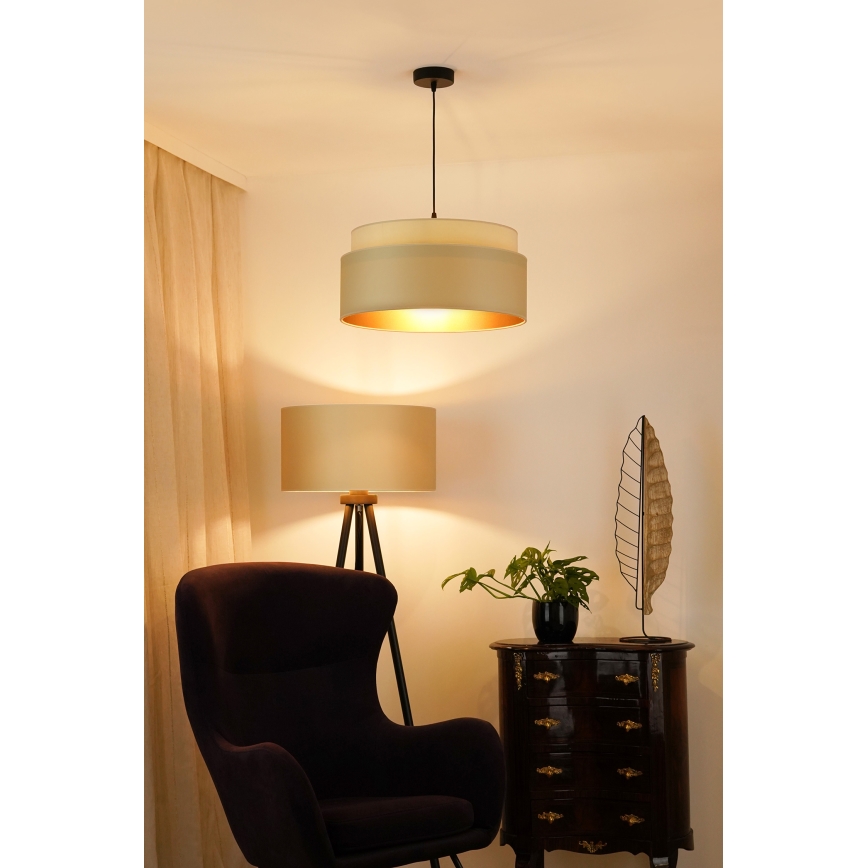 Brilagi - Candeeiro suspenso em cabo OREGON VEGE 1xE27/15W/230V diâmetro 45 cm bege