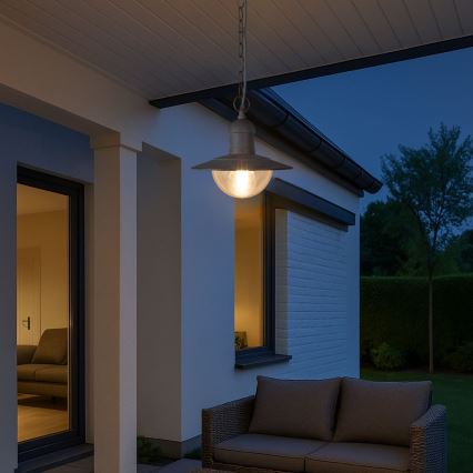 Brilagi - Candeeiro suspenso para exterior MOLDE 1xE27/60W IP44 branco/pátina
