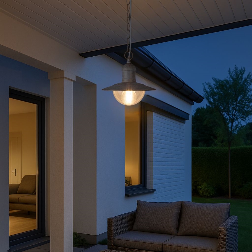 Brilagi - Candeeiro suspenso para exterior MOLDE 1xE27/60W IP44 branco/pátina