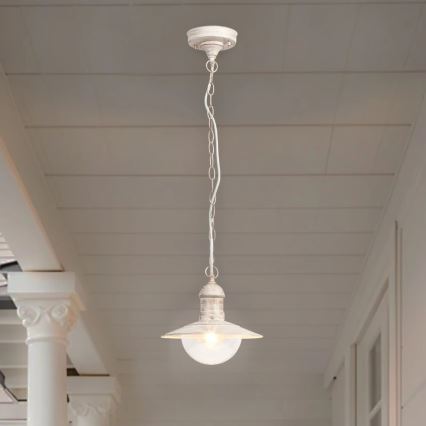 Brilagi - Candeeiro suspenso para exterior MOLDE 1xE27/60W IP44 branco/pátina