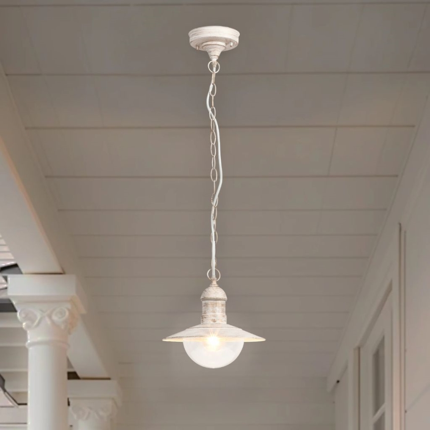 Brilagi - Candeeiro suspenso para exterior MOLDE 1xE27/60W IP44 branco/pátina
